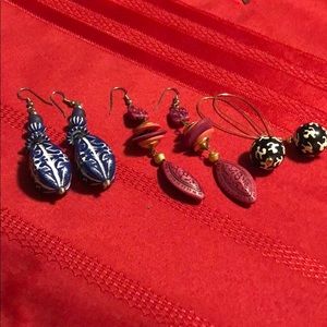 3 pairs of earrings vintage